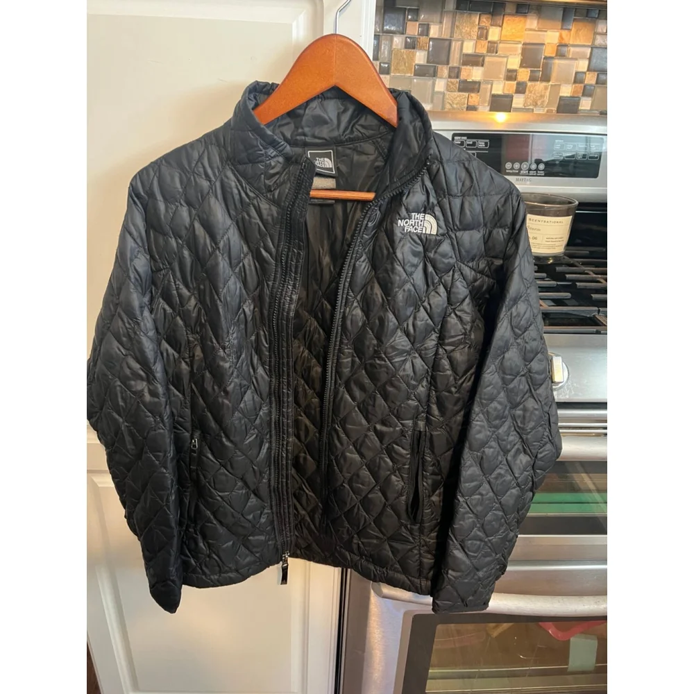 THE NORTH FACE THERMOBALL Black INSULATED Quilted Zip JACKET Puffer